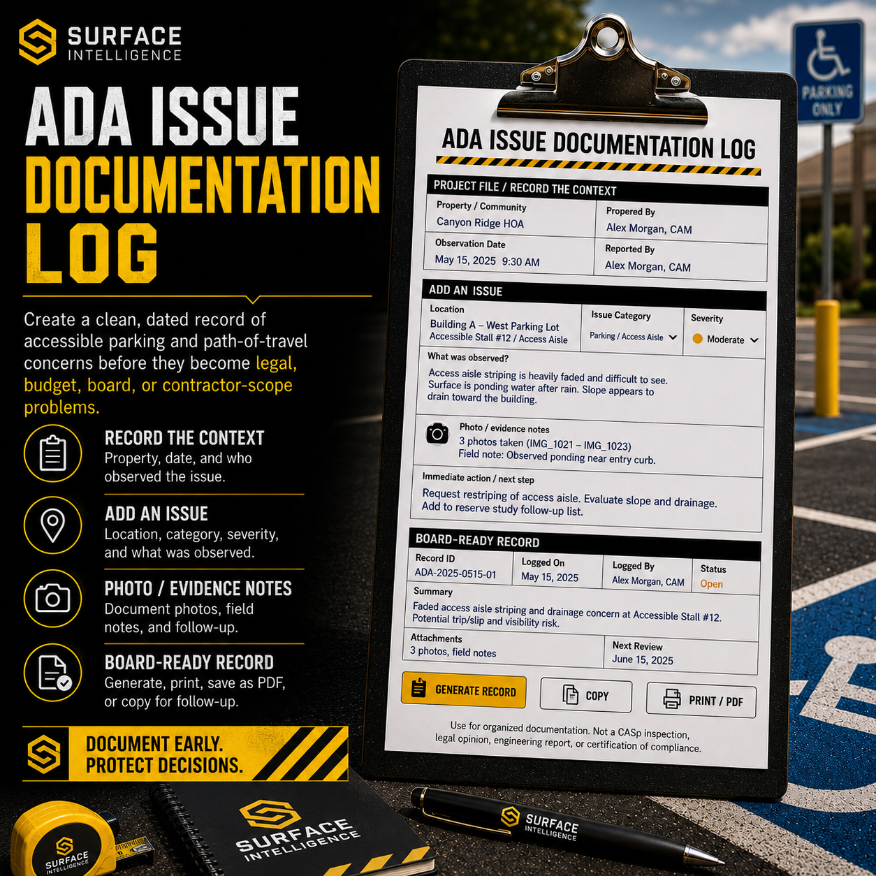 ADA documentation and accessible parking risk preview