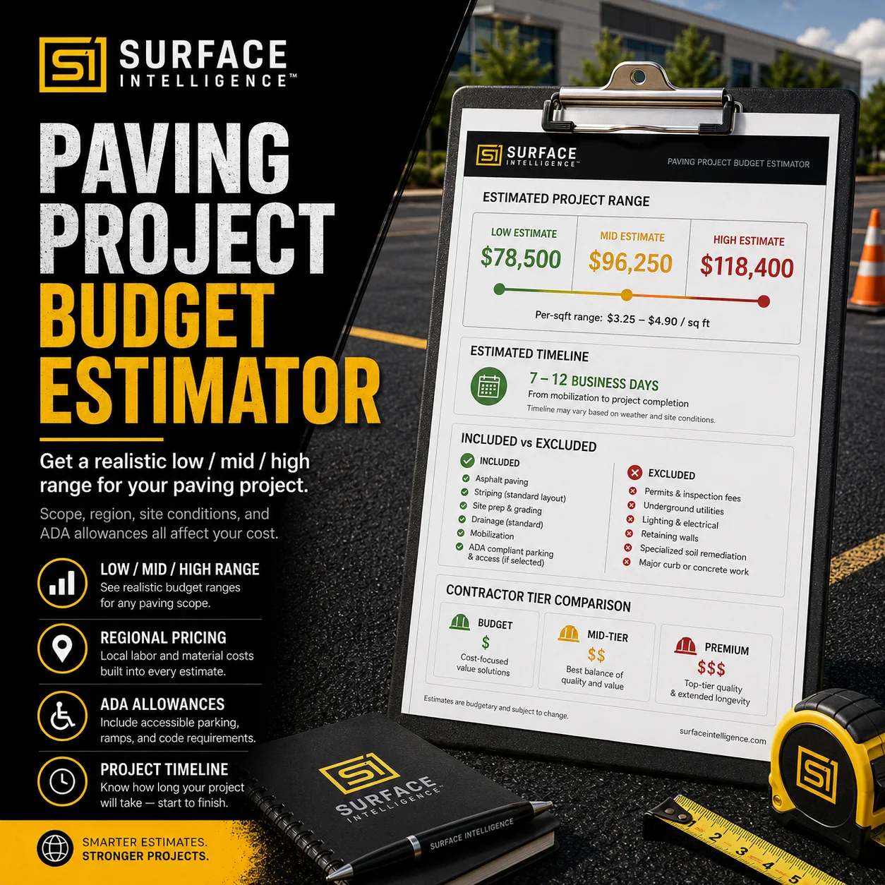 Paving Project Budget Estimator preview